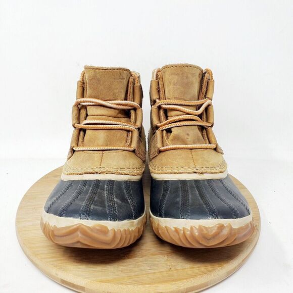 Sorel Out n About Womens 6.5 Duck Boots Brown Leather Lace Up Ankle Shoes - Picture 3 of 13